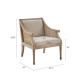 Reclaimed Wood Cane Inset Arms Beige Fabric Cushions Accent Chair